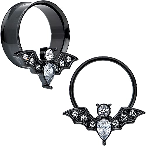 Body Candy Womens 2Pc PVD Stainless Steel Bat Double Flare Tunnel Plug Earring Ear Plug Gauges Set of 2 - style: 22mm (078")