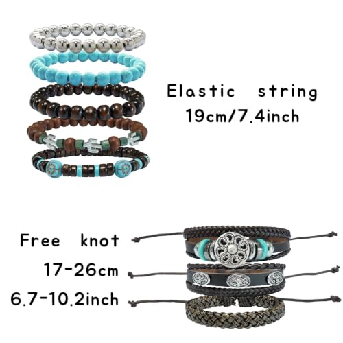 Stack Turquoise Western Bracelets for Women Boho Turquoise Beaded Concho Bangle Ox-Head Charm Cowboy Chic Bracelets Western Jewelry Cowgirl Accessory for Country Concert Outfits - color: Silver Flower Bullhead