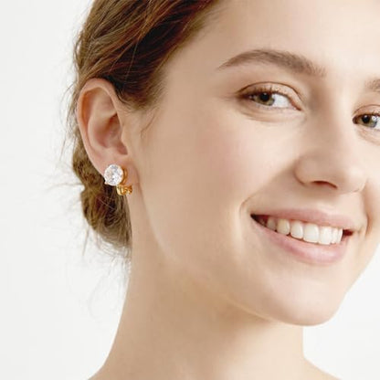 10 Pairs Gold Clip on Earrings, 14K Gold Plated Clip Earrings Earring Set | Non Pierced Ears Clips, CZ Pearl Knot Twist, Chunky Hoop, and Studs
