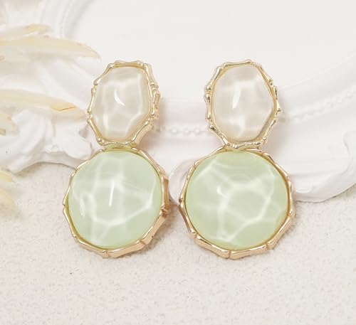 Resin Earrings for Women Acrylic Water Ripple Earring Boho Dangle Drop Earring - color: Light Green