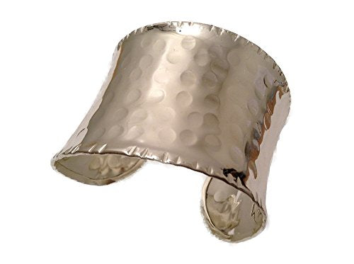 Silver Plated Hammered Wide Cuff Bracelet