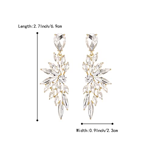 Women's Wedding Bridal Earrings Prom Dangle Earring | Shiny Crystal Teardrop Multi Marquise Cluster for Bride Bridesmaid Bling Jewelry Costume Party Accessories - color: 13-Clear