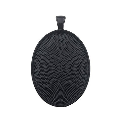10pcs 30x40mm Black Oval Blank Bezel Pendant Trays Base Cabochon Settings Trays Pendant Blanks (M117) - color: M117
