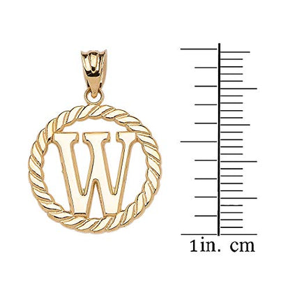 Polished 10k Yellow Gold Personalized Initial "A-Z" Roped Circle Charm Pendant - style: W