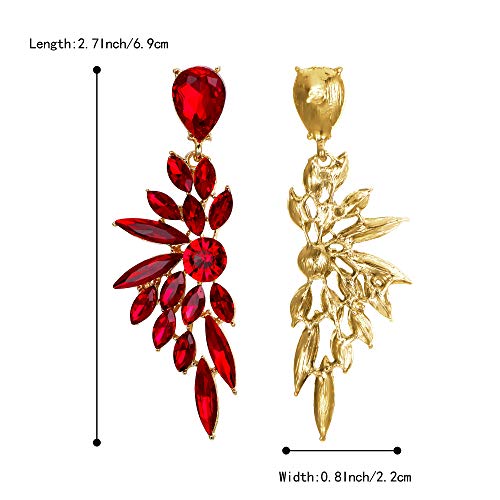 Women's Wedding Bridal Earrings Prom Dangle Earring | Shiny Crystal Teardrop Multi Marquise Cluster for Bride Bridesmaid Bling Jewelry Costume Party Accessories - color: 11-Ruby Color