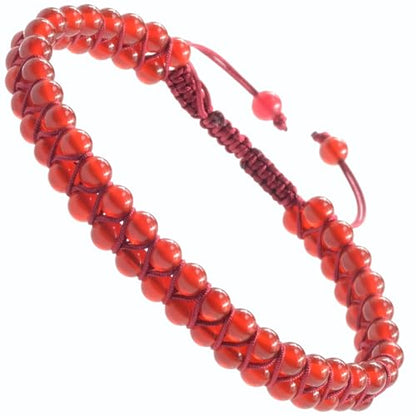 MASSIVE BEADS Double Layer Natural Chakra Healing Power Crystals Macrame Bracelet Yoga Stone Beads Gemstone Meditation Relax Anxiety Bangle for Unisex Women Men - color: Carnelian, size: 4mm