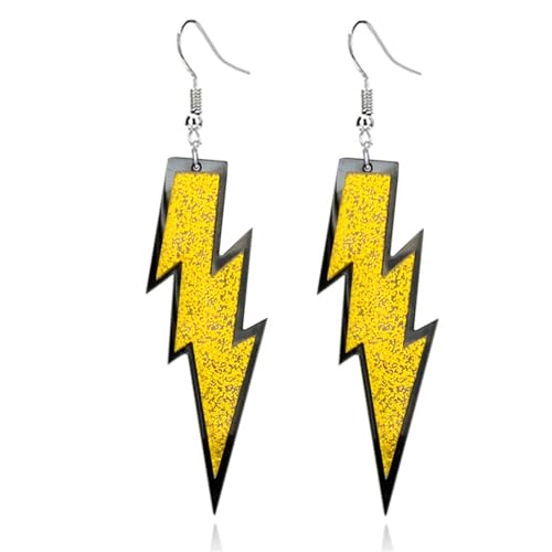 ONLYJUMP Acrylic Exaggerated Lightning Earrings Statement Punk Retro Geometric Delicate Neon Personalized Earrings Accessory Jewelry for Women - color: Glitter Gold
