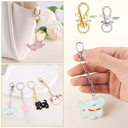 BESARME 1130PCS Keychain Making Kit Jump Rings for Jewelry DIY Key chain Supplies with Keyrings Bulk, Metal Lobster Claw Clasp, Swivel Snap Hook, Extender Chain for Crafts Accessories（Gold and Silver） - color: Gold and Silver