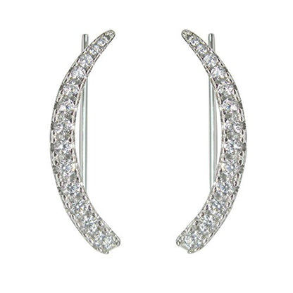 Ritastephens Sterling Silver Cubic Zirconia Ear Climber Crawler Earrings 25mm (Yellow or White) - color: White