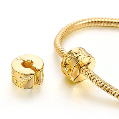 RUBYCA 20pcs Gold Color Clip Lock Stopper Clasp Beads DIY fit European Charm Bracelet Model 145 - color: Model 145 Gold Plated, size: 20 PCS