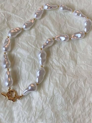 Dainty Lariat Pearl Necklace for Women, Long Gold Minimalist Charm Jewelry, Elegant Pearl Pendant Necklace Gift - color: J-Pisces constellation pendant necklace
