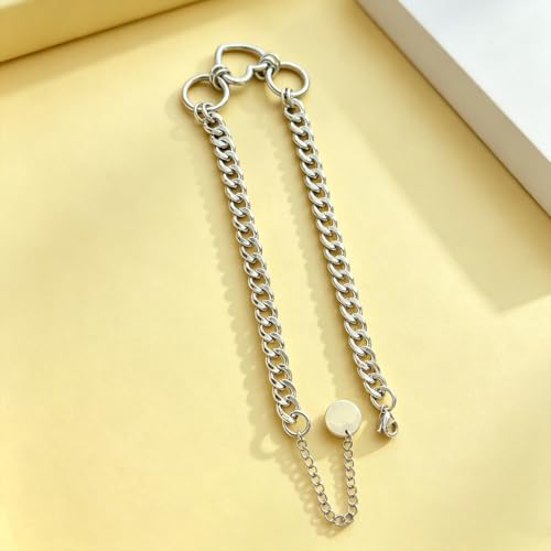 Stainless Steel O Ring Choker Necklace for Women Men Chunky Cuban Chain Collar Punk Statement Jewelry Gift for Edgy Streetwear & Aesthetic Outfits - color: Heart+O ring