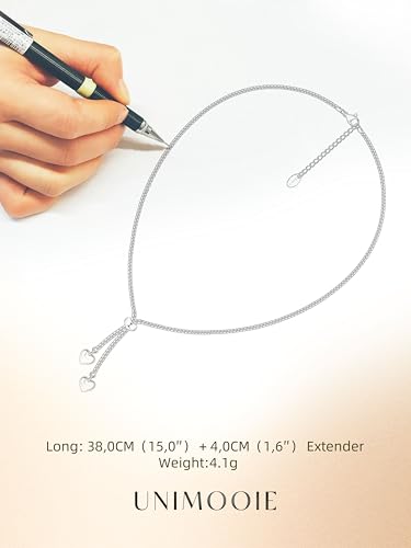 18k Gold Plated Dainty Hearts Necklace Adjustable Chain for Women Cute Y Heart Pendant Boho Charm Jewelry Gift