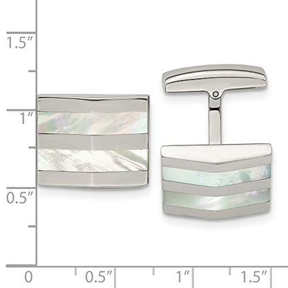 Sonia Jewels Solid Stainless Steel Men's Mother of Pearl Square Cufflinks