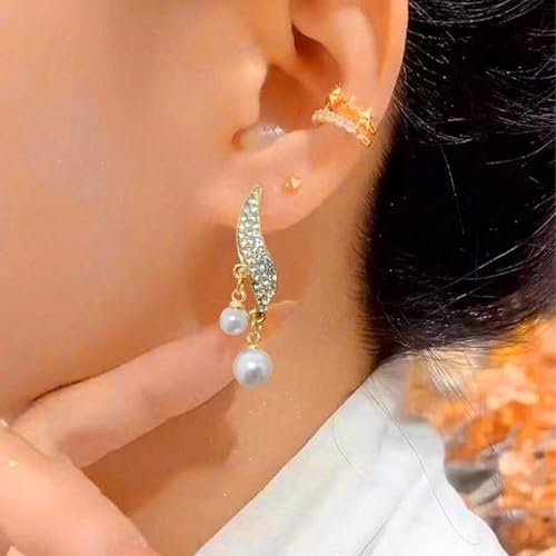 Elegant Faux Pearl Drop Earrings, Rhinestone Pearl Earrings for Women Daily Wear, Suitable For Any Occasions