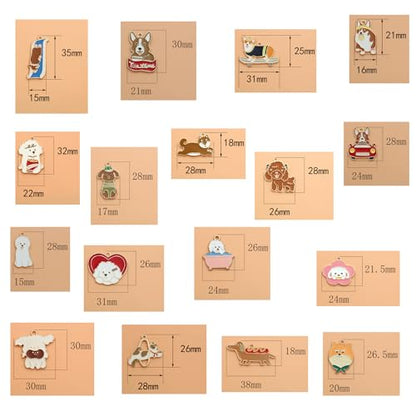 Bulk Gold Enamel Charms for Jewelry Making, Colorful Metal Charms Pendant for Bracelet Necklace and Crafting - color: Cartoon Dog Brown & White