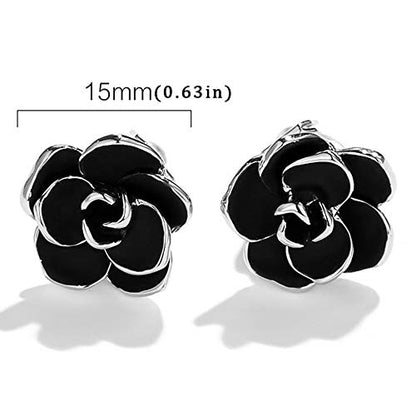 Clip On Earring For Women Pearl Non Pierced Clip Earrings - color: Rose Flower Silver