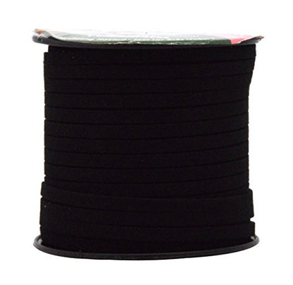 Mandala Crafts 5mm Black Faux Suede Vegan Leather, Jewelry Making | 50 Yards Durable Flat Leather Strings, Laces & Strips for Bracelets, Necklaces, Braiding, Dream Catchers Supplies & Chokers - color: Black, size: 5mm 50 Yards