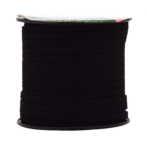Mandala Crafts 5mm Black Faux Suede Vegan Leather, Jewelry Making | 50 Yards Durable Flat Leather Strings, Laces & Strips for Bracelets, Necklaces, Braiding, Dream Catchers Supplies & Chokers - color: Black, size: 5mm 50 Yards