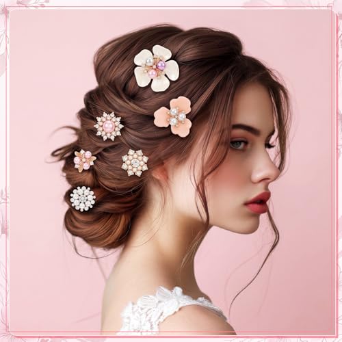 Sureio 45 Pcs Pearl Rhinestone Brooch Lapel Pin Set - color: Pink