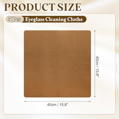 PATIKIL 3Pcs Soft Eyeglass Cloths, 15.8 x 15.8 Electronics Microfiber Cleaning Cloths Eyeglass Cleaning Fabric for Lens Wipes Glasses Cleaner Jewelry LCD Screens Cameras, Coffee - color: Coffee