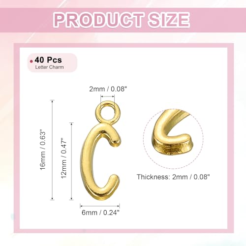 uxcell Letter Charm, Alloy Letter Initial Alphabet Charm for DIY Craft Jewelry Making Bracelets Earrings Necklace - color: Gold - C