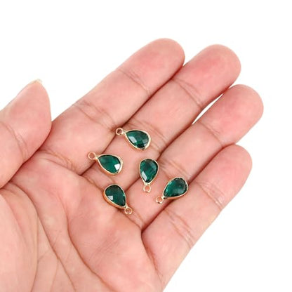 PATIKIL Birthstone Charm Beads Drop Pendant, Handmade Birthstone for Personalized Earrings Bracelet Necklace - color: Green, size: 0.51" x 0.28"