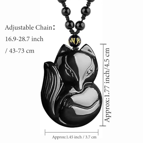 Anjiucc Natural Gemstone Tree of Life Black Obsidian/Golden Obsidian Pendant Necklace for Male and Female Necklace - color: Fox