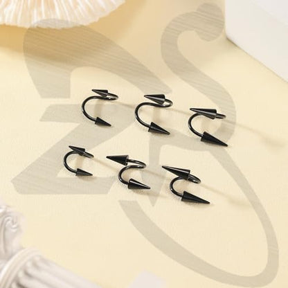 ZS 20G Spike Nose Rings Studs, 18G Stainless Steel Spike Stud Earrings, 16G Septum Lip Rings Cartilage Tragus Helix Piercing for Women Men - color: 12pcs 16g helix earrings