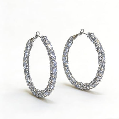 Hoop Earrings for Women, Hypoallergenic Stainless Steel Lightweight Thin Large Big Hoops Earrings Set for Women, Non Tarnish for Jewelry Gift 40MM - color: Diamond Earrings-49mm