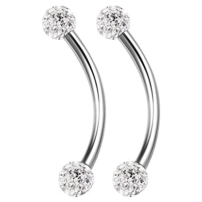 Surgical Steel Curved Barbell Ring 16g 5/16 8mm 3mm Ferido Ball Helix Earring Eyebrow Piercing Jewelry Choose Colors and Size - color: 2pcs 12mm Clear