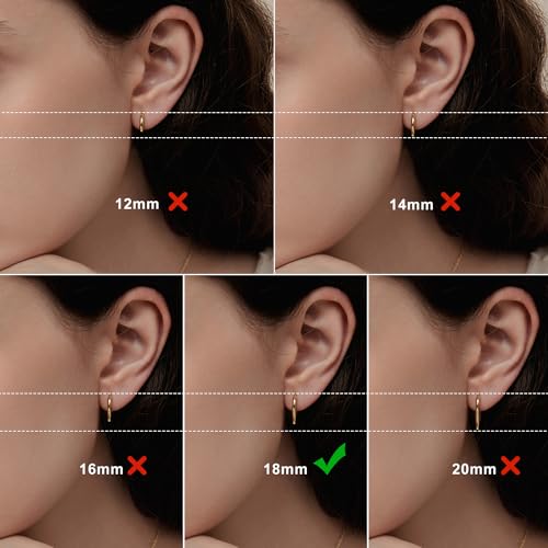 Silver Gold Hoop Earrings for Women Men, 316L Surgical Stainless Steel Huggie Hoop Earrings Set Hypoallergenic Small Cartilage Earrings Lightweight Hoop Earrings Huggie Set - color: 1 Pair Gold(18mm)