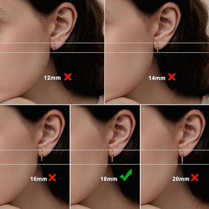 Silver Gold Hoop Earrings for Women Men, 316L Surgical Stainless Steel Huggie Hoop Earrings Set Hypoallergenic Small Cartilage Earrings Lightweight Hoop Earrings Huggie Set - color: 1 Pair Gold(18mm)