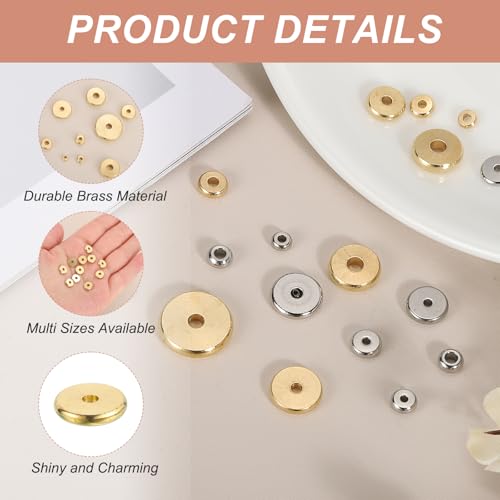 MECCANIXITY 40Pcs Rondelle Spacer Beads 14mm Diameter 3mm Hole Size 2.5mm Thick Metal Flat Disc Charm Circle for Bracelet Earring Necklace Jewelry Making, Gold - color: Gold, size: 14mm Dia x 3mm Hole Sizex 2.5mm Thick