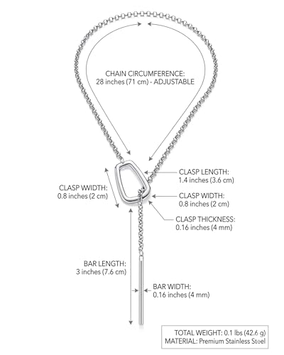 Chunky Long Silver Y Necklaces for Women Stainless Steel Slip Chain Lariat Drop Necklace Punk Minimalist Statement Jewelry Gift