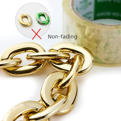 Passed colorfast test 39-inch Large Plastic Chain Necklace with Gift Box | 2/4 Pack with Gift Box,Gold Plastic Chain,Hip Hop Rapper Style, Fade Resistant,Detachable,for Parties, Awards,Prizes, Unisex - color: Gold