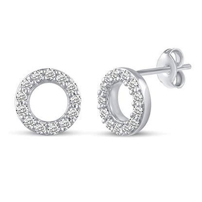 Charm Earrings Hoop set in 925 Sterling Silver for women Open Lotus Flower | Simulated Blue Sapphire | Tiny Lotus | Circle | Climber Crawler - style: Circle