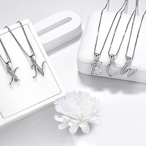 Aurora Tears Letter Necklace Initial 925 Sterling Silver Alphabet Pendant Crystal Name Gift Women Cubic Zirconia Jewelry - color: C