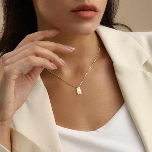 Initial Necklaces for Women 14K Gold Plated Letter Necklace Dainty Waterproof Pendant Necklace Personalized Gifts Trendy Gold Jewelry - color: B