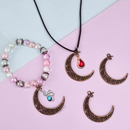 40pcs Hollow Moon Charms Luna Crescent Symbol Pendants Tibetan Alloy Filigree Celestial Charms for DIY Earrings Necklace Bracelet Jewelry Making, Antique Bronze - color: Bronze