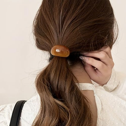 French-Style Hair Ties High-Elasticity Acrylic Beads Candy Colors For Ponytails, Daily Wear And Travel, 6PCS - color: 6PCS