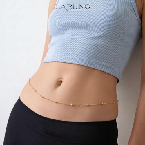 Gold Belly Waist Chain for Women | Layered Belly 14K Gold Plated Chain Adjustable Bikini Belly Beads Body Chain Waterproof | Jewelry Gift - color: Style 6