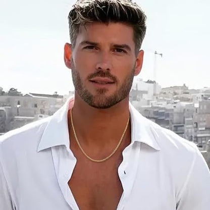 Fiusem Wheat Chains for Men and Women, Silver Tone/Black/14K Gold Plated | 2/2.5/3/4/5mm Stainless Steel Necklace Chain, Mens Necklace Jewelry Gift 16-28 Inch - size: 24 Inches, style: Gold 2.1MM