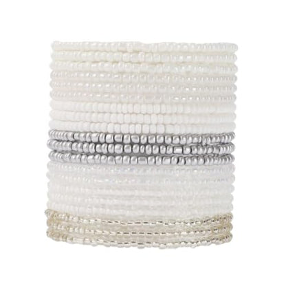 18Pcs Boho Stackable Beaded Bracelets for Women Colorful Handmade Multilayered Rice Beads Anklets Set Summer Beach Bohemian Jewelry Gift - color: Style 2 White