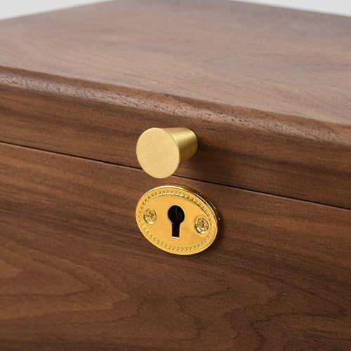 Black Walnut Lockable Jewelry Box with Feet, Wooden Organizer for Women | 3 Layer, Solid Wood, Handcrafted, Drawer, Lock Key, Removable Tray, Necklace Ring Earring Watch Case, Gift for Mom Girls - color: 3 Layer Full Lock with Feet
