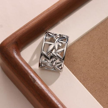 Elegant Leaf Silk Scarf Ring Brooch for Women Metal Delicate Oblate Shawl Scarves Buckle Wrap Clasp Clip Brooches Fashion Unique Wedding Formal Party Dress Accessories Jewelry - color: Silver Plated