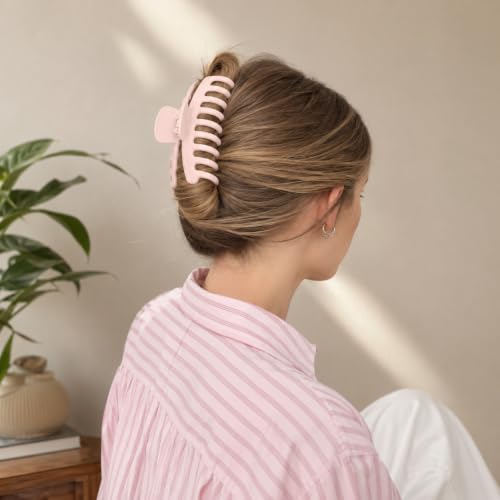 TOCESS Pink Brown Large Claw Clips: 8 Pack 4.3" Neutral Matte Hair Clips | Strong Hold Jumbo Jaw Clips for Thick, Thin, Curly & Fine Hair Women Pink, Apricot, Mocha and Dark Brown - color: Milk Tea, Agarwood, Sakura, Misty Rose