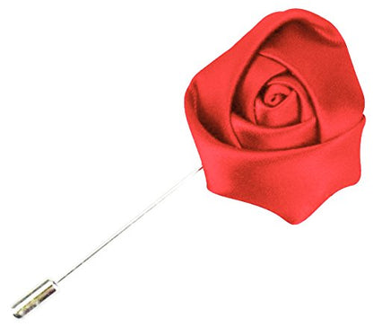 Flairs New York Gentleman's Essentials Premium Handmade Flower Lapel Pin Boutonniere - color: Candy Red [Rose Bud]