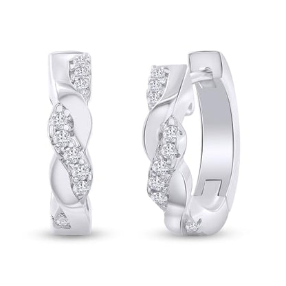 Twisted Hoop Earrings for Women 1/10 Carat (ctw) Round Lab Created Moissanite Hoop Earriings in 18K Gold Plated Jewelry for Her (0.10 ctw) - color: White Gold