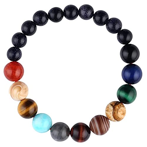 ONLYJUMP Planet Bracelet Solar System Universe Galaxy Bracelet Handmade Natural Stone Bead Bracelet String Adjustable Astronomy Gifts Bangle for Women Men - color: Night Sky Planet